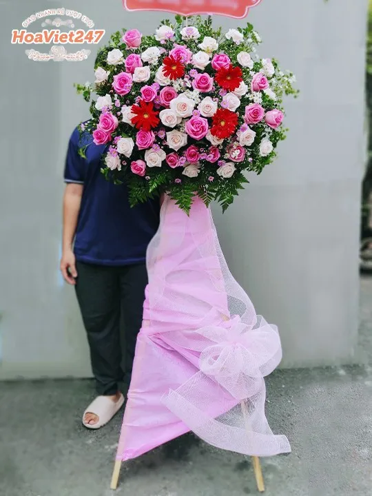 hoa chúc mừng hcm005 hồng đẹp