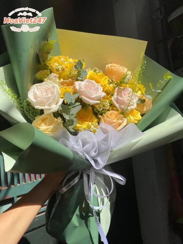 bó hoa hồng vàng shop hoa hà tĩnh 