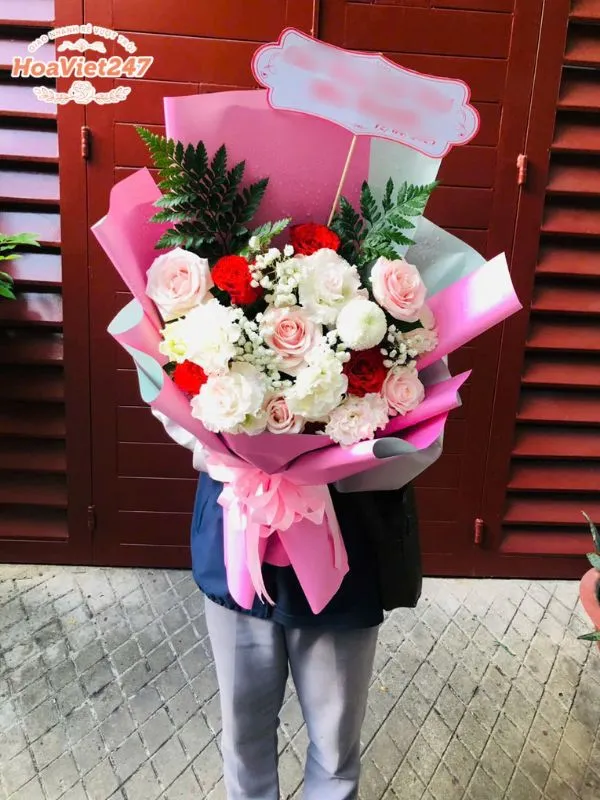 bó hoa màu hồng bắc giang