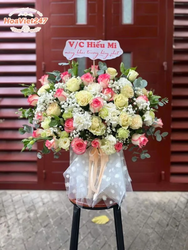 giỏ hoa khai trương cửa hàng hoài đức