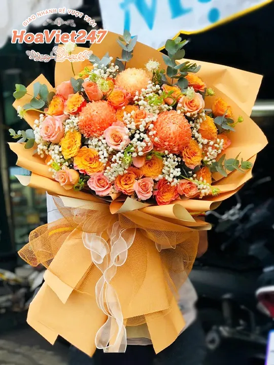 bó hoa tươi bh116 màu cam