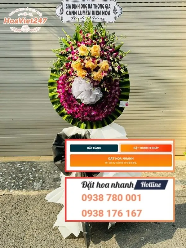 kệ hoa viếng tông tím shop hoa cầu giấy