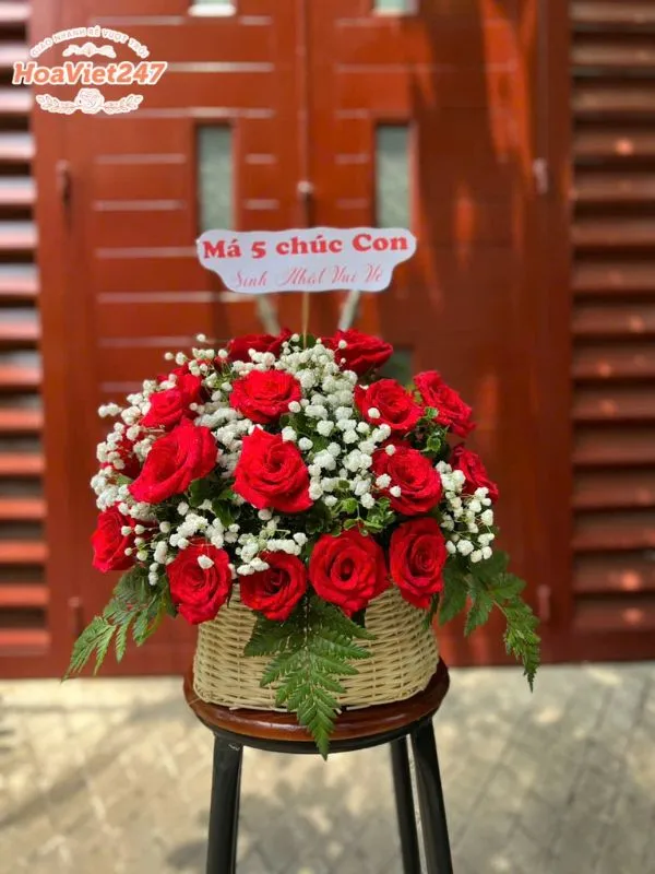 giỏ hồng nhỏ shop hoa tươi long biên