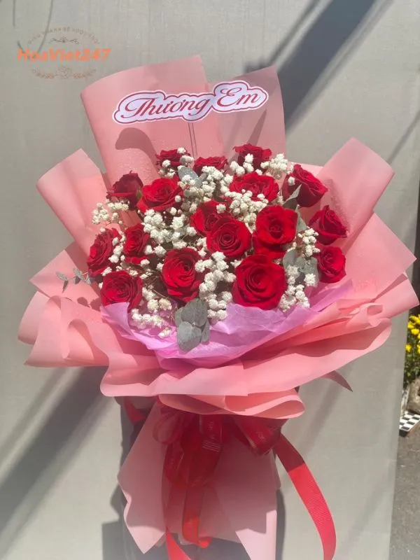 bó hoa tông hồng tặng sinh nhật lãng mạn 