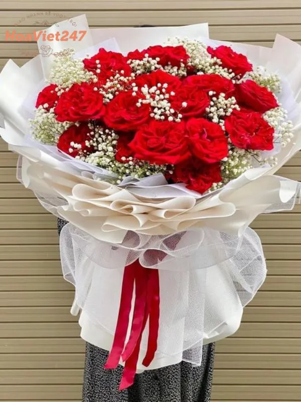 bó hoa hồng đỏ tặng vợ 