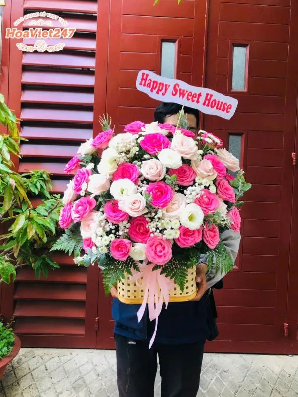 giỏ hoa pastel shop hoa tươi hoàng mai