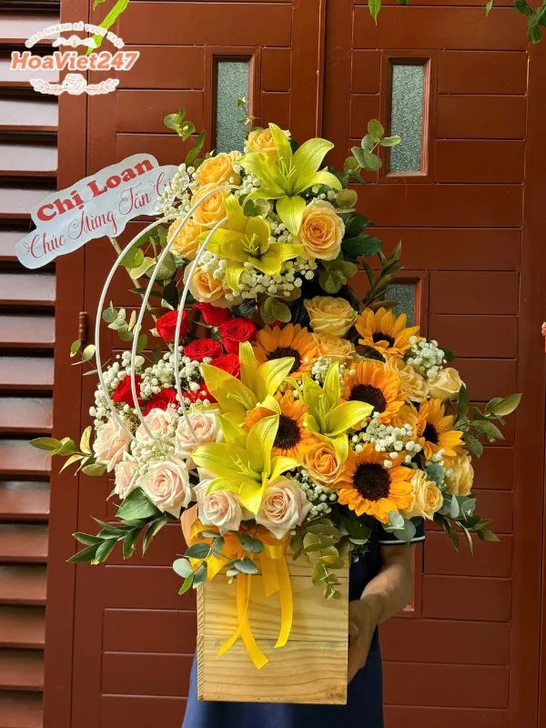 lẵng hoa shop hoa tươi hoàng mai