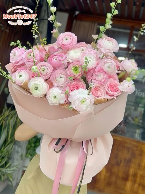 bó hoa mao lương hồng mềm mại