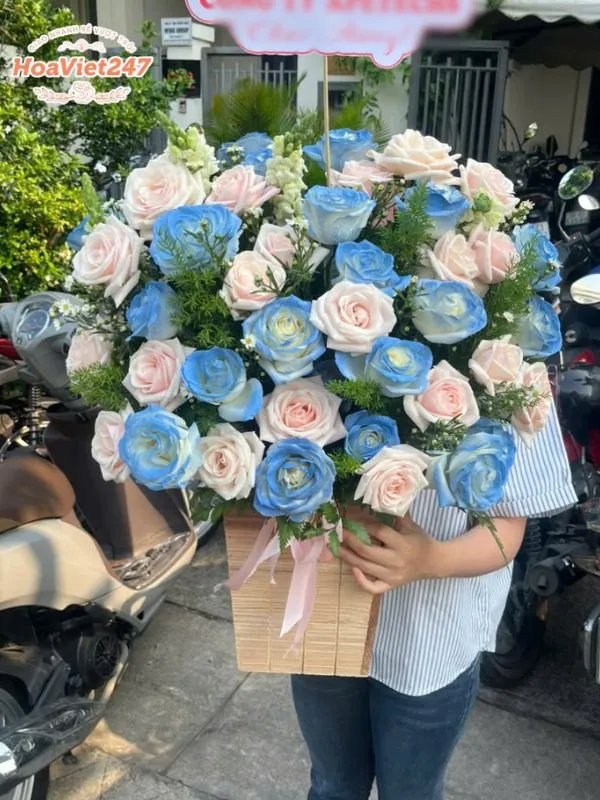 giỏ hoa mừng thọ tặng ông bà