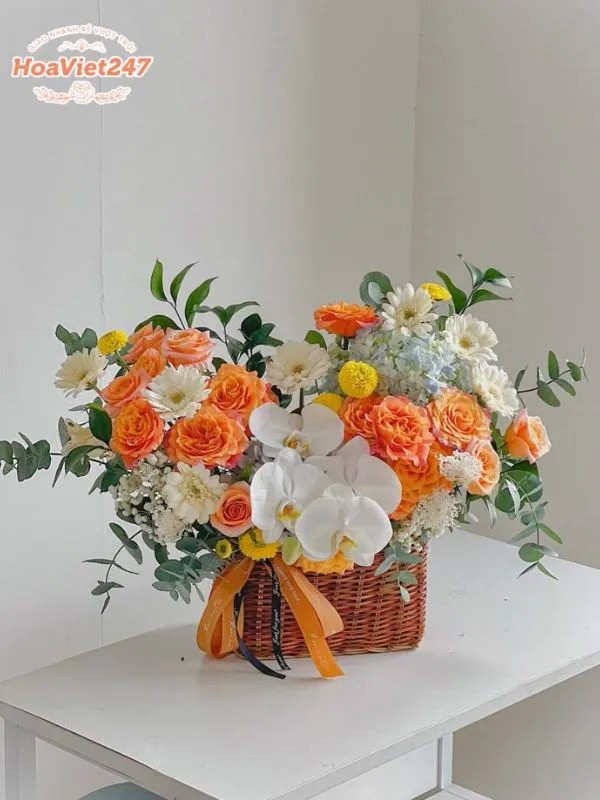 lẵng hoa nhỏ mừng thọ