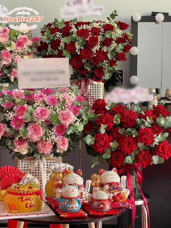 giỏ hoa cúng tổ makeup
