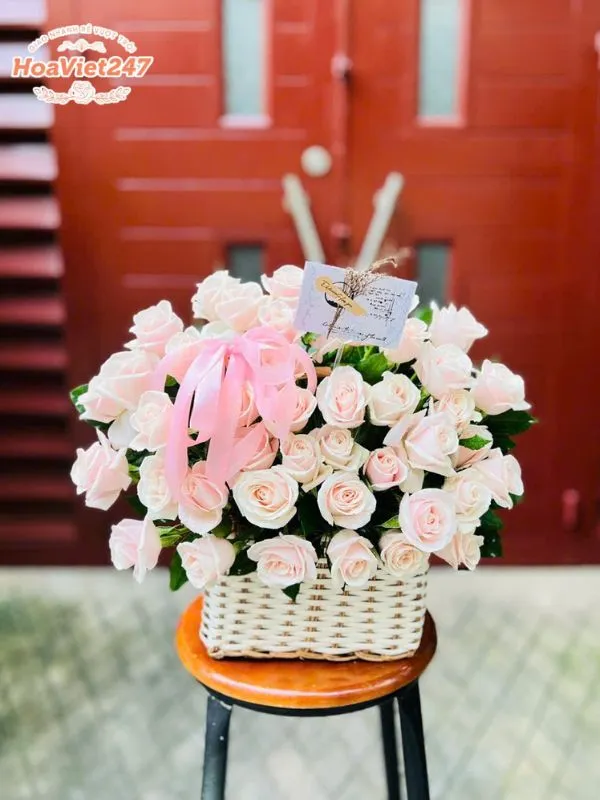giỏ hoa cúng tổ nghề tông pastel