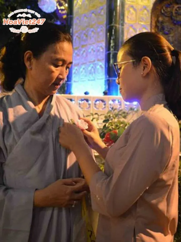 hình ảnh hoa hồng cài áo thể hiện tình mẫu tử 