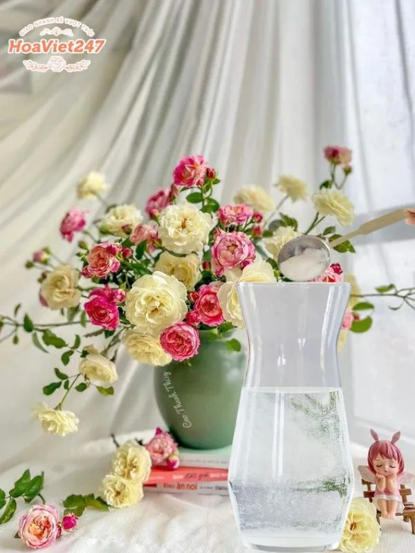 pha nước cắm hoa theo đường